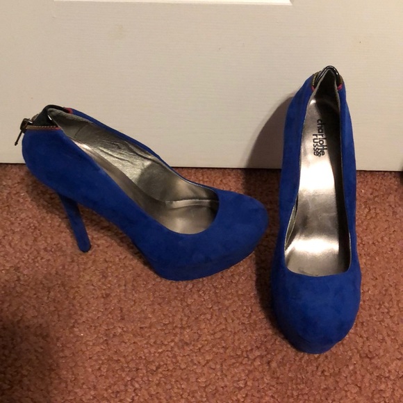 Charlotte Russe Shoes - Stunning blue velvet platform Heels 👠